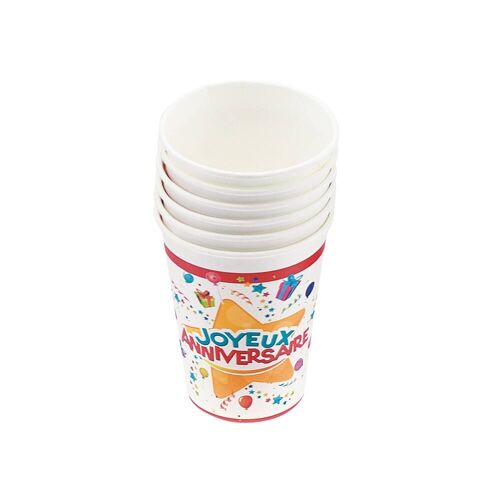 Lot De 6 Gobelets Anniversaire