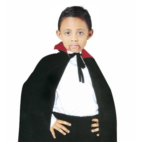 Déguisement Cape Noire Avec Col Rouge 128 Cm