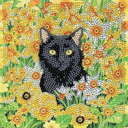 Crystal Art Kit Carte Broderie Diamant 18x18cm Chat