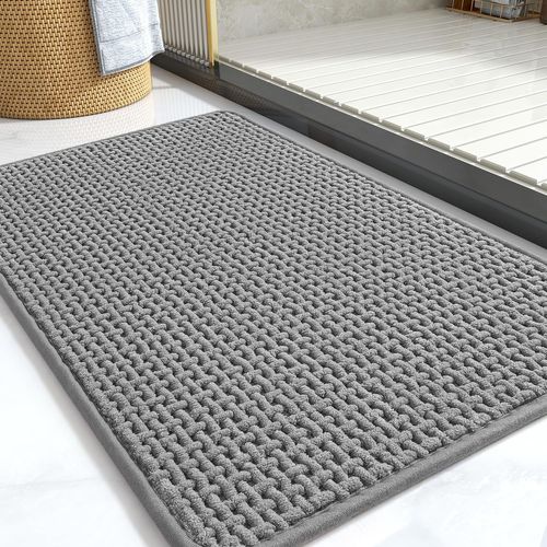 Tapis de bain en chenille - Tapis de salle de bain avec envers en caoutchouc - Tapis de bain antidérapant à séchage rapide