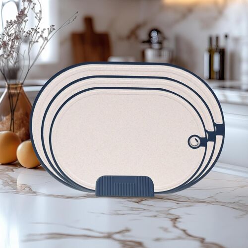 Lot De 3 Planches À Découper En Plastique Sans Bpa - Pour La Viande - Pour La Cuisine - Passe Au Lave-Vaisselle - Bleu