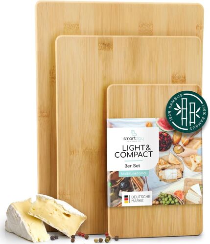 Lot De 3 Planches À Découper En Bois 100 % Bambou - Planches De Service - Planche À Pain - Planche En Bois Pour Cuisine Et Pique-Nique