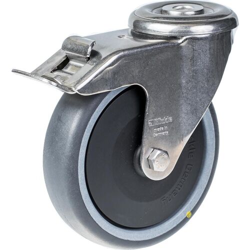 125mm stainless steel swivel/brake castor with grey electrically conductive ther