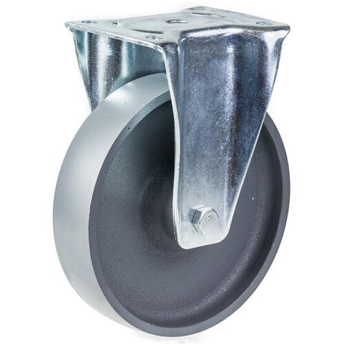 200mm fixed castor with grey cast iron wheel