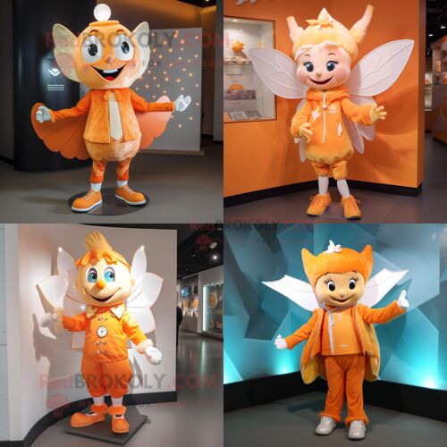 Personnage De Costume De Mascotte Redbrokoly De Fée Des Dents Orange Habillé Avec Une Veste Et Des Broches