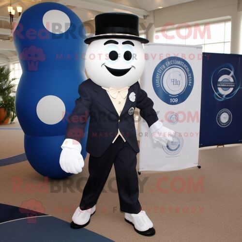 Personnage De Costume De Mascotte Redbrokoly De Balle De Golf Bleu Marine Habillé D'une Veste De Costume Et De Boutons De Manchette