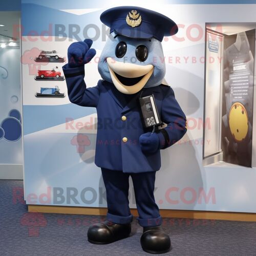 Personnage De Costume De Mascotte Redbrokoly De Téléphone Bleu Marine Habillé D'un T-Shirt À Manches Longues Et De Porte-Documents