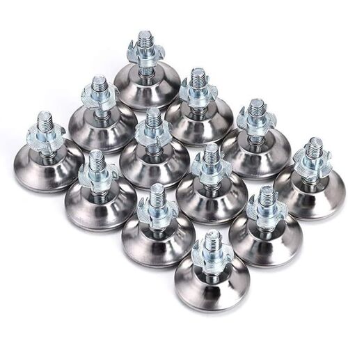 12 Pcs Pieds Vérin de Meuble, M10 x 24mm Pieds de Meuble Ajustables, Vis de Réglage pour Pieds de Meuble, Chaise, Table