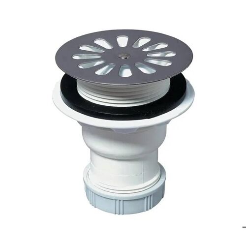 Bonde de douche - Wirquin - Plastique - Ø60 mm - Sortie verticale Ø40 mm - Blanc et chromé