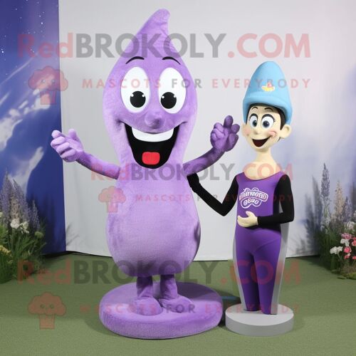Personnage De Costume De Mascotte Redbrokoly De Bague De Fiançailles Lavande Habillé D'un Pantalon De Yoga Et De Mitaines