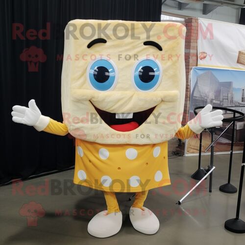 Personnage De Costume De Mascotte Redbrokoly Sandwich Au Fromage Blanc Grillé Habillé D'un Débardeur Et D'épingles À Cravate