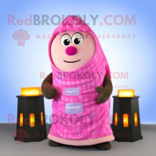 Personnage De Costume De Mascotte Redbrokoly De Bougie Parfumée Rose Habillé D'un Débardeur Et De Châles
