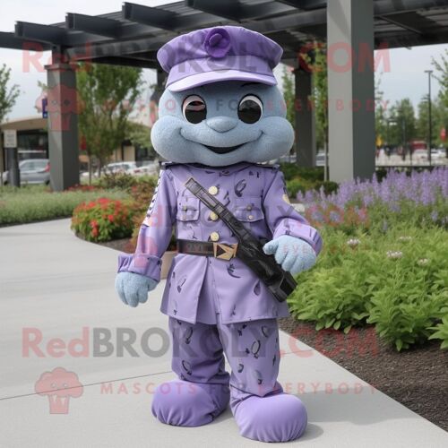 Personnage De Costume De Mascotte Redbrokoly De Soldat Américain Lavande Habillé D'un Pantalon Habillé Et De Colliers