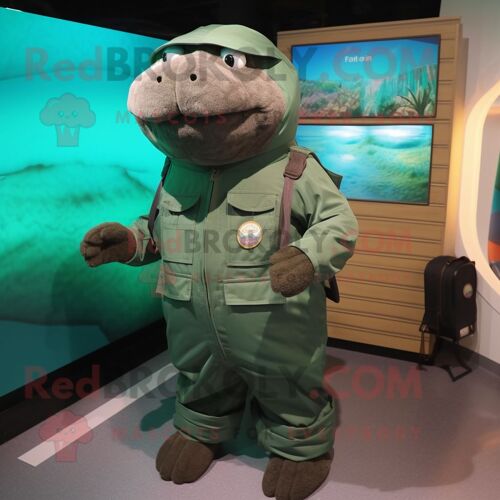 Personnage De Costume De Mascotte Redbrokoly De Vache De Mer De Green Stellar Habillé D'un Pantalon Cargo Et De Boucles D'oreilles