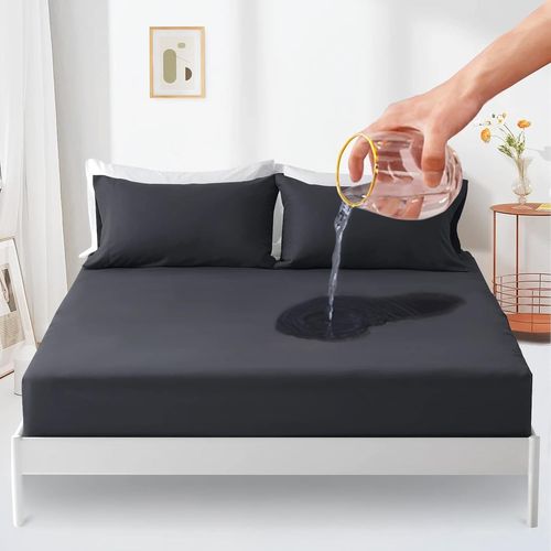 KALANKA-Protège Matelas imperméable 140x200cm, Premium Respirant Housse Matelas, Protège Matelas Bruit Housses, Imperméable Drap Housse- Gris Anthracite