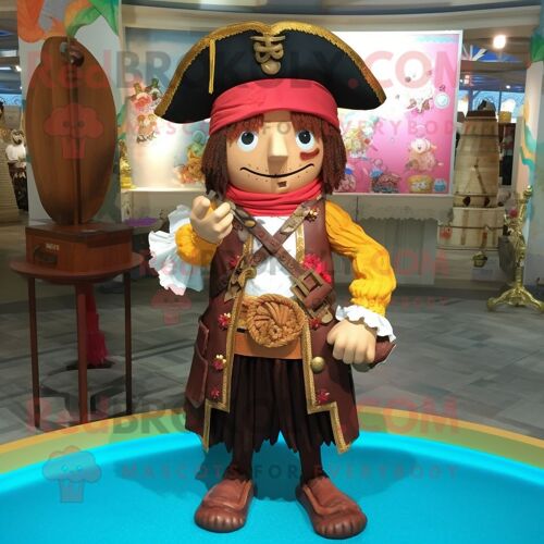 Personnage De Costume De Mascotte Redbrokoly De Pirate Habillé D'une Robe Fourreau Et De Colliers