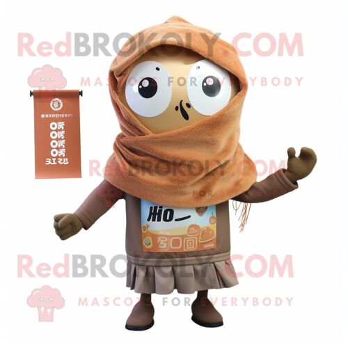 Personnage De Costume De Mascotte Redbrokoly Rust Miso Soup Habillé D'une Parka Et D'épingles À Châle