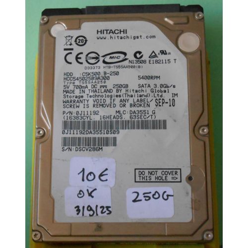 Disque dur 2.5" Hitachi 250 Go HCC545025B9A300