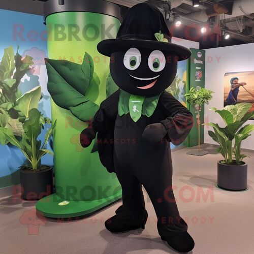 Personnage De Costume De Mascotte Redbrokoly Haricot Noir Habillé D'un Pantalon Et De Bandeaux