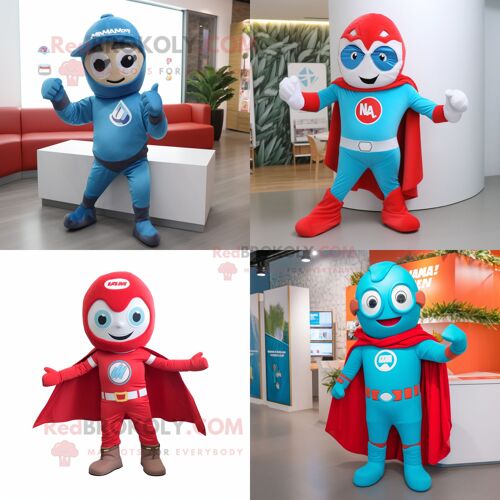 Personnage De Costume De Mascotte Redbrokoly De Super-Héros Habillé Avec Un T-Shirt Et Des Bonnets