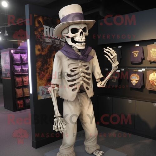 Personnage De Costume De Mascotte Redbrokoly De Mort-Vivant Beige Habillé D'un T-Shirt À Col En V Et D'épingles À Chapeau