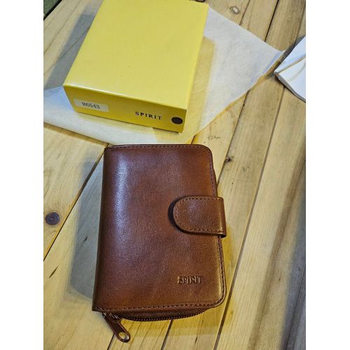 Porte monnaie portefeuille en cuir de vachette Marron Spirit