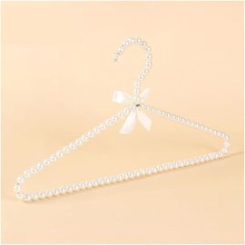 Lot de 5 cintres à perles pour adultes-Élégants-Avec noeud-En plastique-Avec perles-Pour armoire-Blanc