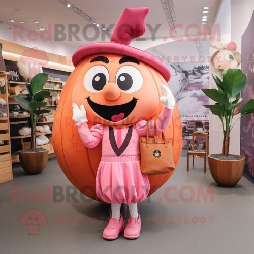 Personnage De Costume De Mascotte Redbrokoly Peach Pirate Habillé D'une Jupe-Culotte Et De Sacs À Main