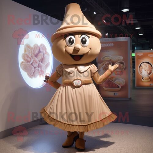 Personnage De Costume De Mascotte Redbrokoly Tan Candy Habillé D'une Mini Jupe Et De Chapeaux