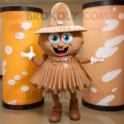 Personnage De Costume De Mascotte Redbrokoly Tan Candy Habillé D'une Mini Jupe Et De Chapeaux