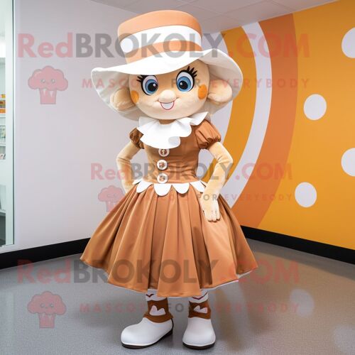 Personnage De Costume De Mascotte Redbrokoly Tan Candy Habillé D'une Mini Jupe Et De Chapeaux