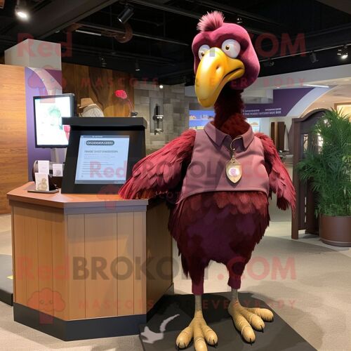 Personnage De Costume De Mascotte Redbrokoly D'oiseau Dodo Marron Habillé D'un Polo Et De Bracelets De Cheville