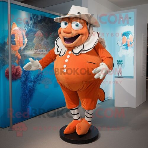 Personnage De Costume De Mascotte Redbrokoly De Poisson Clown Beige Habillé D'un Bermuda Et De Boutons De Manchette