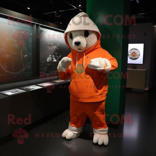 Personnage De Costume De Mascotte Redbrokoly Drapeau Irlandais Orange Habillé Avec Un Sweat À Capuche Et Des Montres Bracelet
