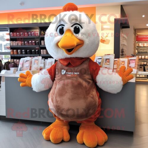Personnage De Costume De Mascotte Redbrokoly De Dinde De Pêche Vêtu D'un T-Shirt Et De Mitaines