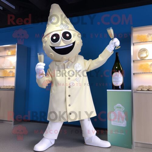 Déguisement De Mascotte Redbrokoly Champagne Crème Personnage Habillé D'une Combishort Et De Broches