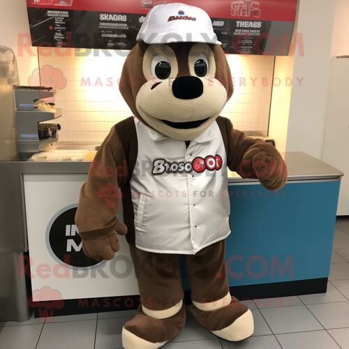 Beef Stroganoff Personnage De Costume De Mascotte Redbrokoly Habillé Avec Une Veste De Moto Et Des Bonnets