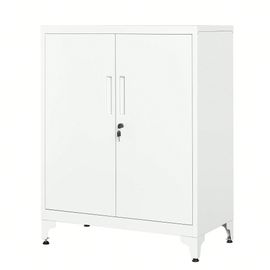 Caisson de bureau, Placard Polyvalent, Armoire de bureau à 2 Portes, Verrouillable, Meuble de rangement en acier, pour bureau, Salon, Blanc Mat