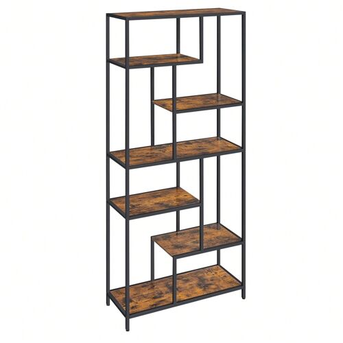 Étagère de rangement à 6 Niveaux, Bibliothèque sur Pieds, Meuble de rangement, 30 x 80 x 180 cm, Marron Rustique et Noir