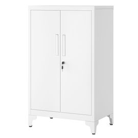 Caisson De Bureau, Placard Polyvalent, Armoire De Bureau À 2 Portes, Verrouillable, Meuble De Rangement En Acier, Pour Bureau, Salon, Blanc Mat