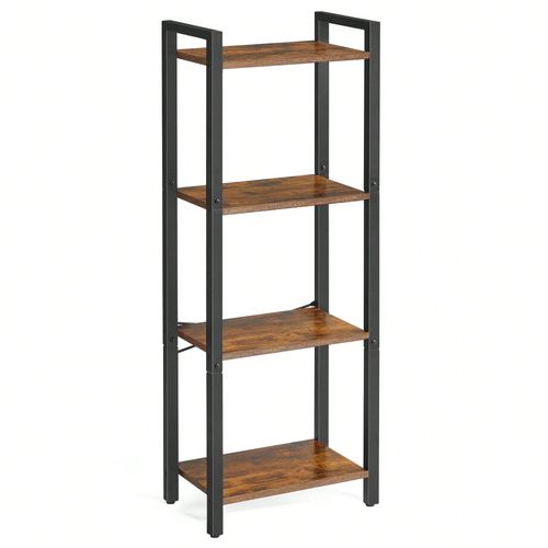 Étagère 4 Niveaux, Bibliothèque, 40 X 24 X 107 Cm, Meuble De Rangement, Cadre En Acier, Style Industriel