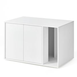 Assemblage Ultra-Rapide Sans Outils Toolless, Cache-Litière, Pour Grands Chats, Porte À Ouverture Par Pression, Table, Blanc Neige