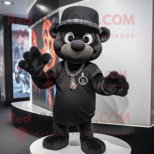 Costume De Mascotte Redbrokoly De Bracelet Noir Personnage Habillé D'un Costume Et De Bonnets