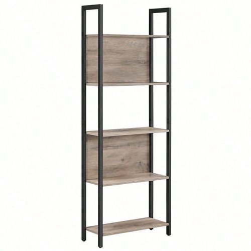 Bibliothèque, Étagère De Rangement, 5 Niveaux, Cadre En Acier Stable, 62 X 24 X 165 Cm