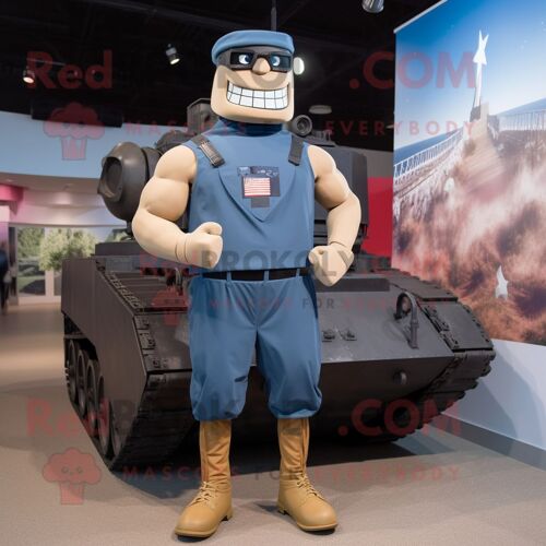 Personnage De Mascotte Redbrokoly De Soldat Américain De La Marine Habillé D'un Débardeur Et De Bracelets De Cheville