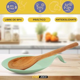 Support Repose-Cuillère En Silicone Pour Cuisine,Repose-Cuillère En Silicone,Support Pour Couverts De Cuisine,Support D'ustensiles De Comptoir,Porte-Cuillères En Silicone,Sans Bpa,Vert