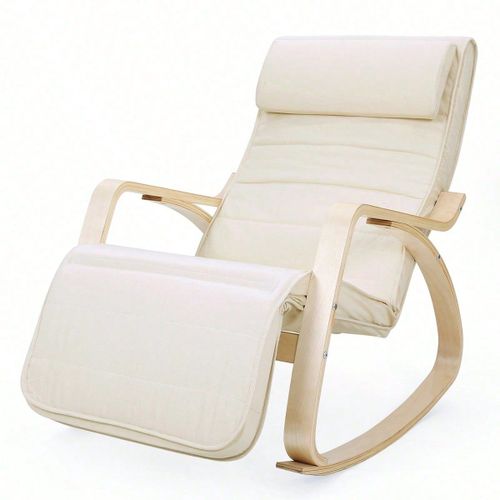 Fauteuil à bascule en bois de bouleau, beige