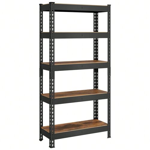 Étagère Pour Charges Lourdes,5 Niveaux, 31 X 75.5 X 152cm, Capacité De Charge 875 Kg, Marron Rustique