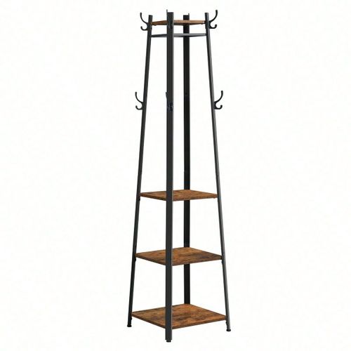 Vestiaire, 43 x 43 x 180 cm, Style rustique, Marron Rustique et Noir LCR80X