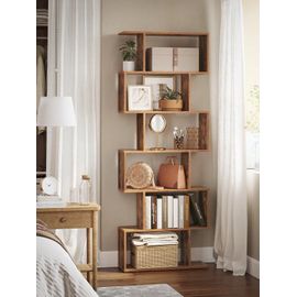 Bibliothèque Contemporain, Étagère À 6niveaux, Meuble De Rangement, Cloison Séparateur, Brun Rustique